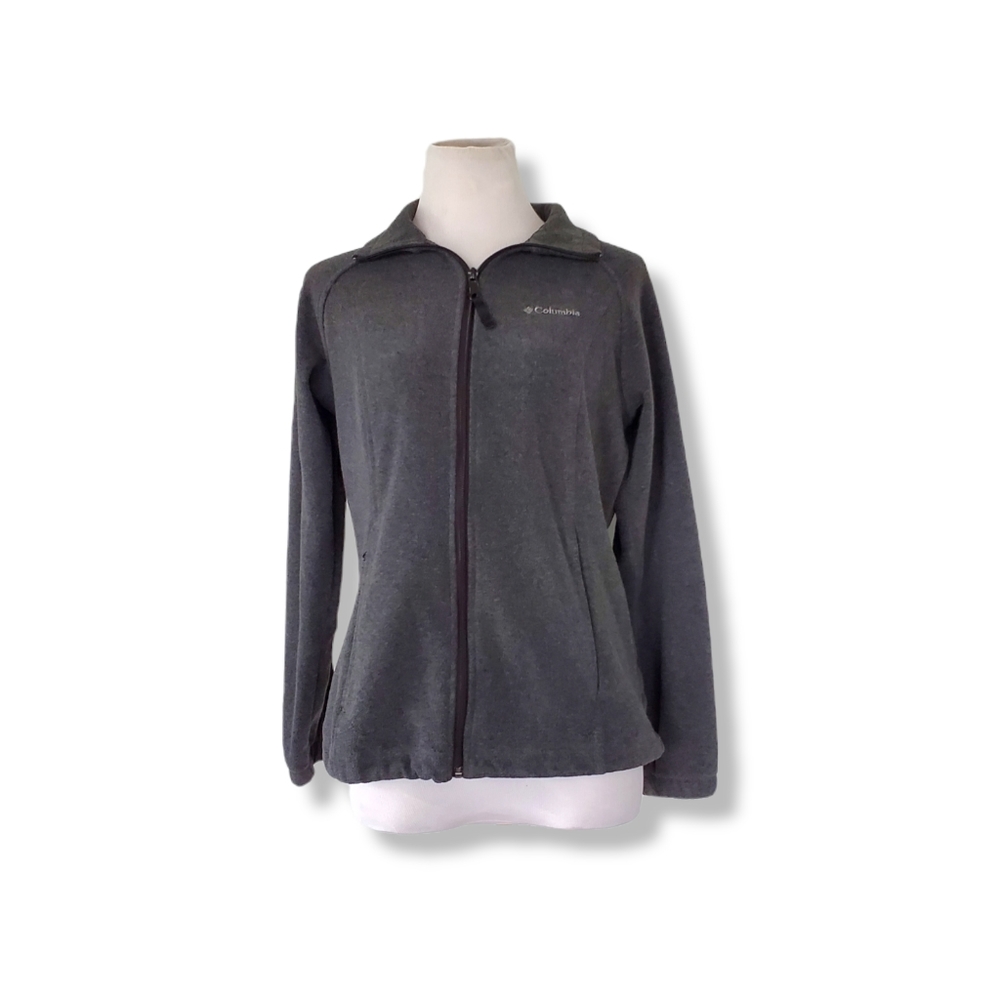 Columbia Women's Small Microfleece Zip Up Collar Gray Sweatshirt
